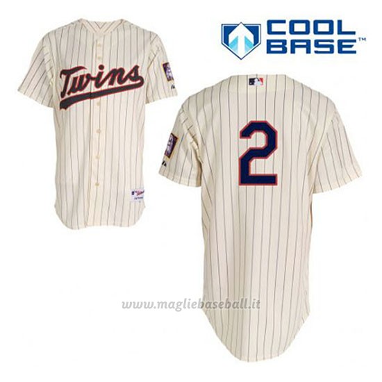 Maglia Baseball Uomo Minnesota Twins Brian Dozier 2 Crema Alterner Cool Base